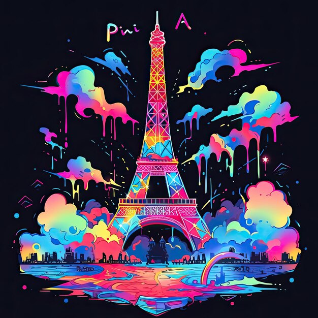 Photo art de la tournée eiffel pour l'illustration vectorielle des t-shirts