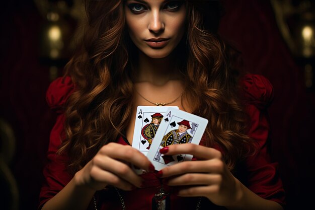 Photo l'art de la tromperie révèle la femme derrière l'image de poker coupée