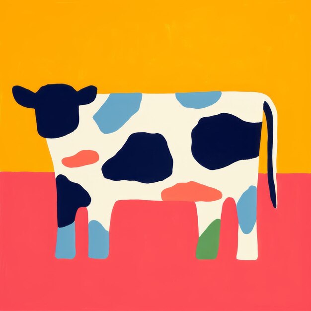 Art de la vache minimaliste Animal de safari coloré et abstrait pour la salle de pépinière