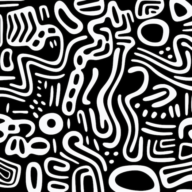 Art vectoriel abstrait noir et blanc inspiré par des motifs autochtones australiens
