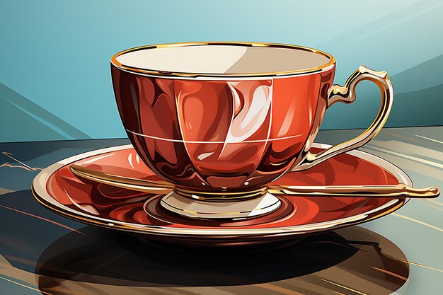 Art vectoriel coloré d'illustration propre et élégante de la tasse de thé générée par l'IA