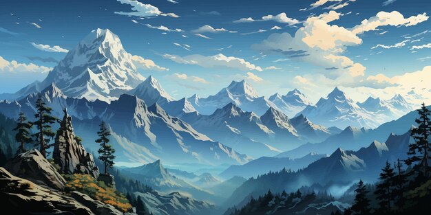 Art vectoriel sur paysage mer forêt montagne et désert