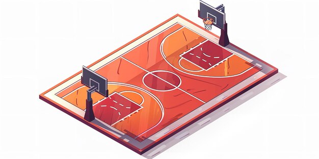 Photo art vectoriel d'un terrain de basket-ball avec un grand espace et un art de cour vibrant et coloré pour la publicité de texte ou de produit ai générative