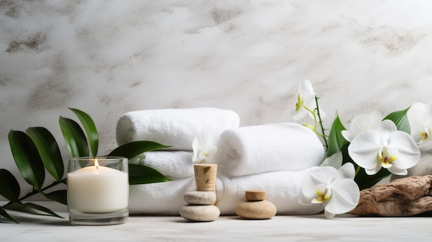 articles de soins de beauté pour les procédures de spa sur table en bois blanc