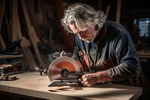 Artisan créant une pièce de bois