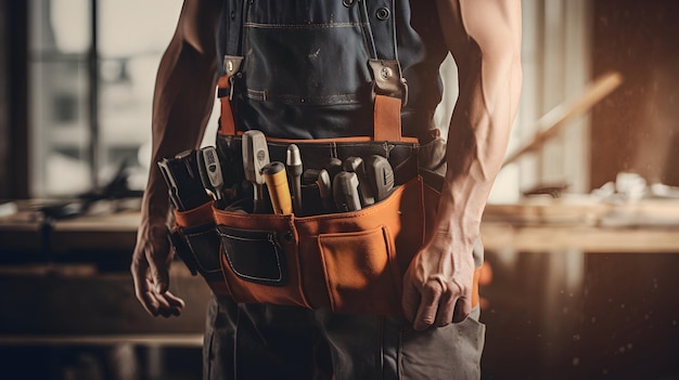 Un artisan habile à l'œuvre avec une ceinture d'outils