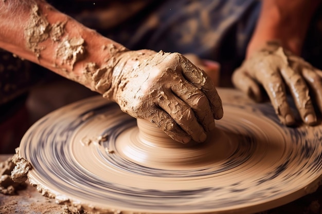 artisan qui modélise la poterie