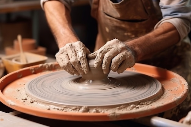 artisan qui modélise la poterie