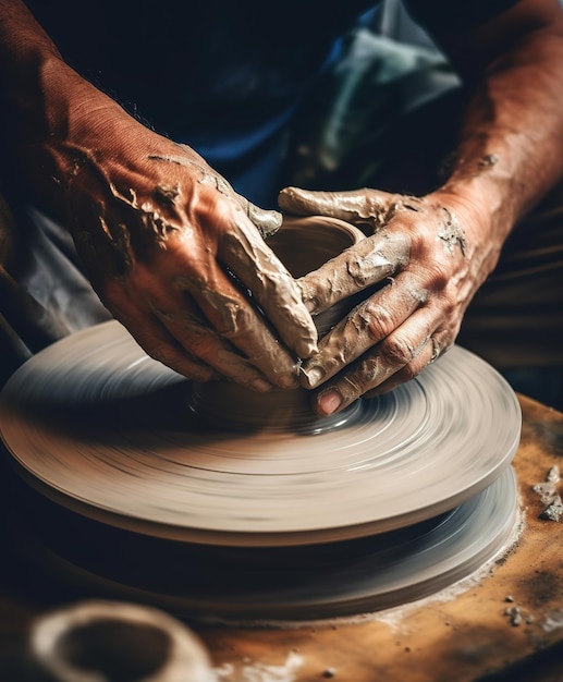 artisan qui modélise la poterie