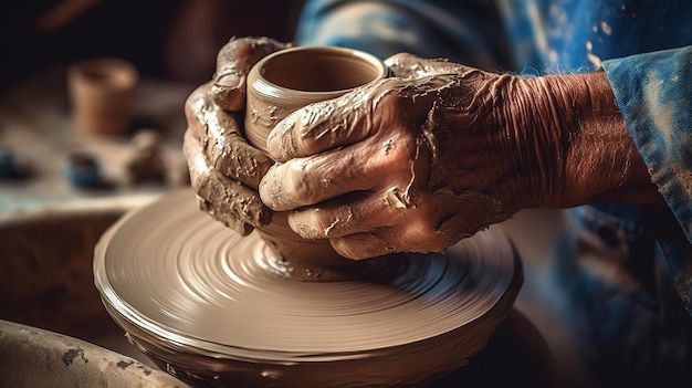 artisan qui modélise la poterie