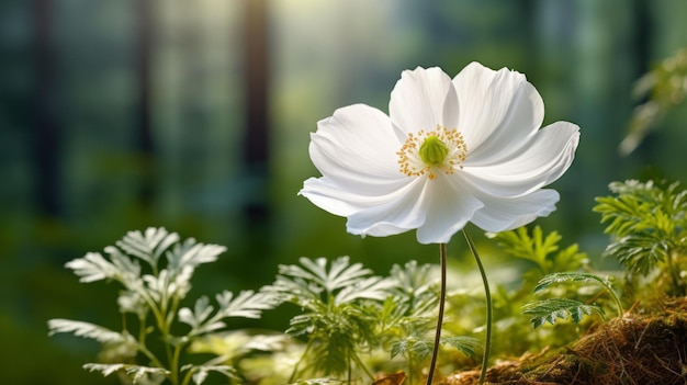 Artisanat exquis Une élégance poétique de fleurs blanches dans la mousse