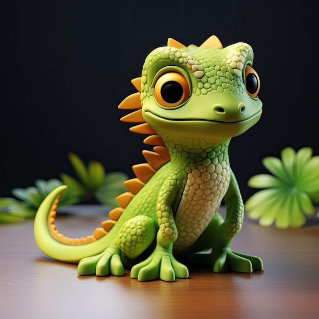 L'artisanat de personnage de l'animal lézard avec un fond de studio isolé