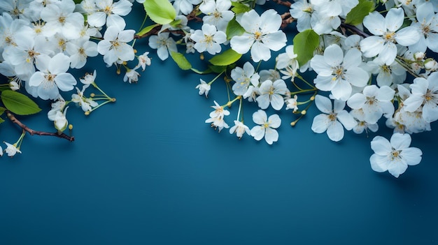 Artisanat Le printemps fait la frontière sur l'établissement bleu Le printemps blanc fait la frontière Ressource créative générée par l'IA