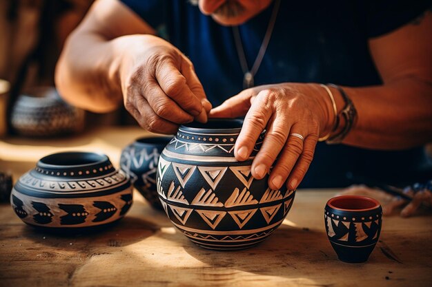 Photo des artisans locaux fabriquent des souvenirs traditionnels