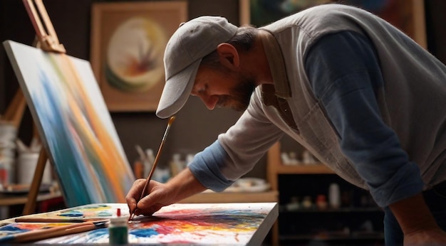 Artiste à l'œuvre Artiste à la peinture Un artiste à l'oeuvre dans un studio