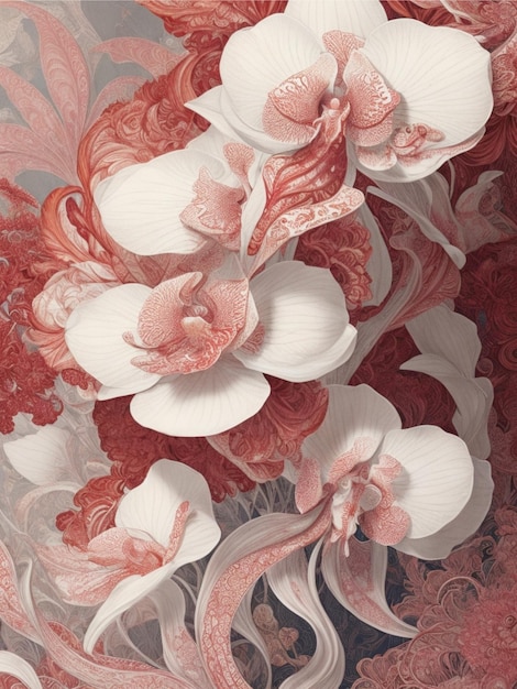 Photo les artistes androïdes jones earnest haeckel et james jean ont peint de nombreux types de fleurs.