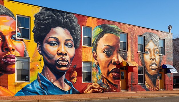 Les artistes du projet mural communautaire et les habitants collaborent pour créer un hommage vibrant à l'histoire des Noirs