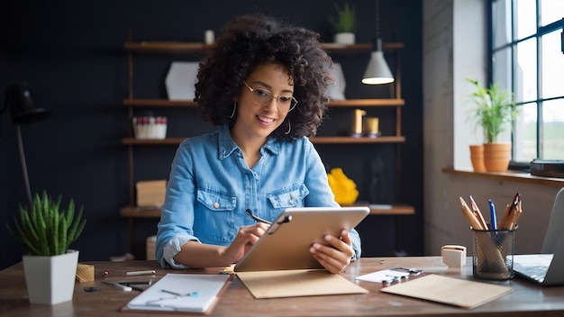 Des artistes avec une tablette et un bloc-notes à leur bureau