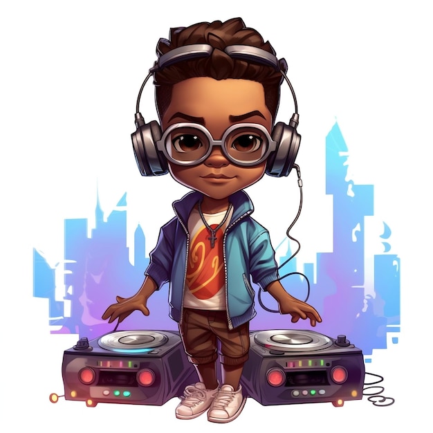 Artoon d'un Cool Kid DJ Generative AI