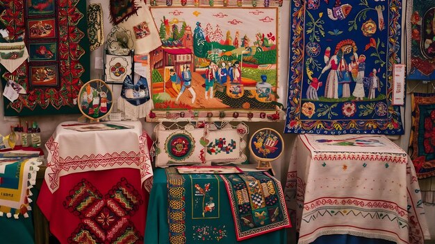 Photo les arts et l'artisanat populaire ukrainiens de la broderie