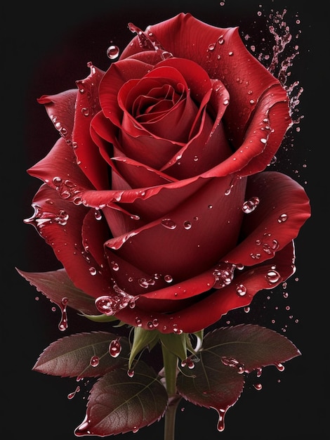 Arts de splash de fleur rouge rose