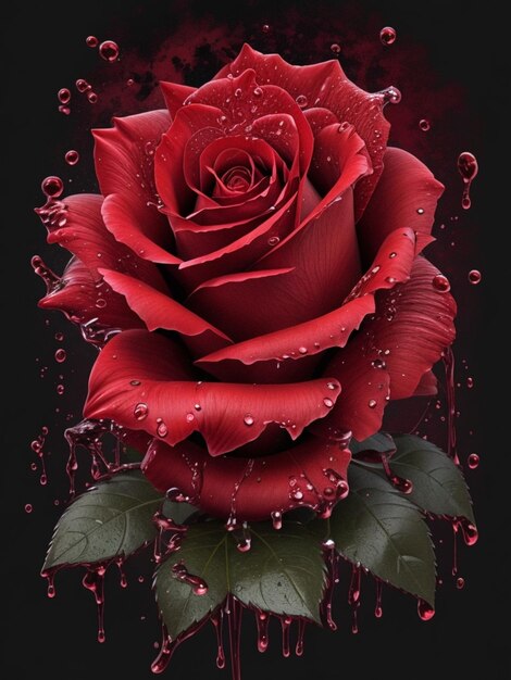 Photo arts de splash de fleur rouge rose