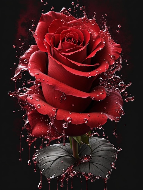 Photo arts de splash de fleur rouge rose