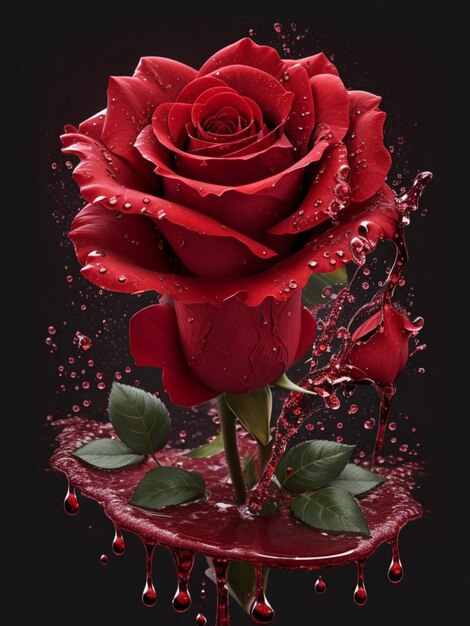 Photo arts de splash de fleur rouge rose