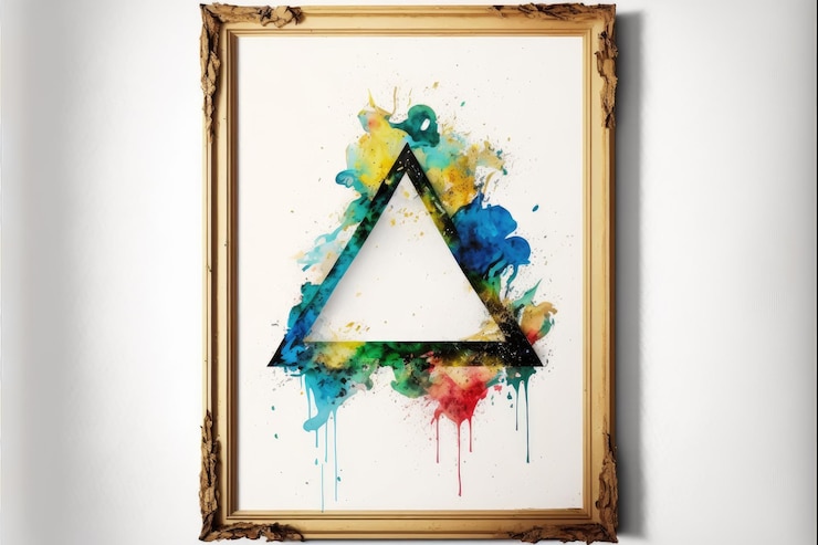 Photo arts triangulaires colorés du concept de cadre abstrait de la peinture à l'aquarelle