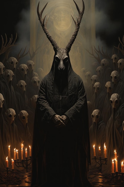 Artwork d'un album de black metal représentant un ancien culte satanique de Moloch 25