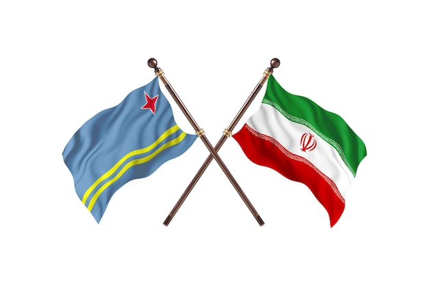 Aruba contre l'Iran deux pays drapeaux fond