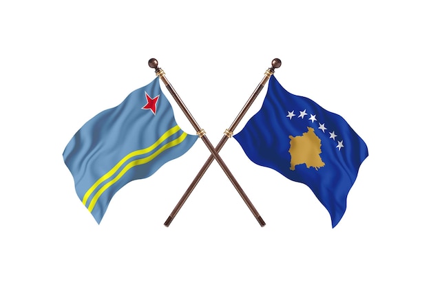 Aruba contre Kosovo deux pays drapeaux fond