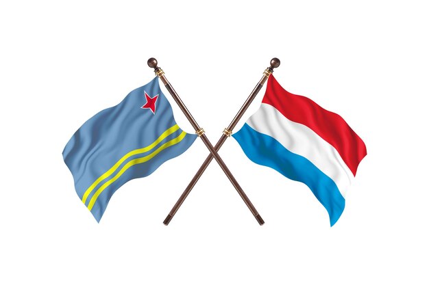 Aruba contre Luxembourg deux pays drapeaux fond