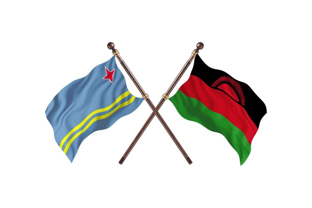 Aruba contre Malawi deux pays drapeaux fond