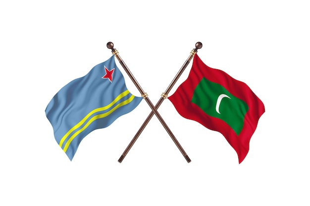 Aruba contre Maldives deux pays drapeaux fond