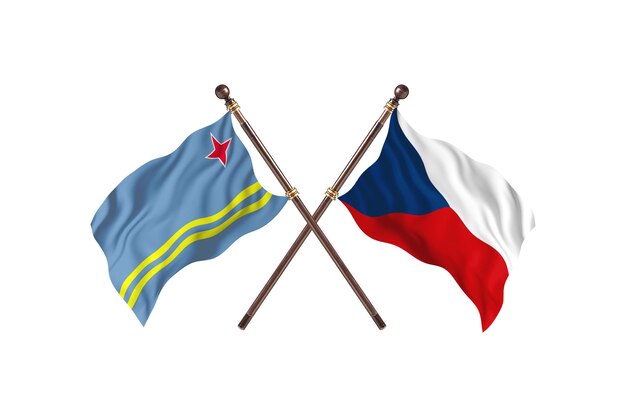 Aruba contre République tchèque deux pays drapeaux fond