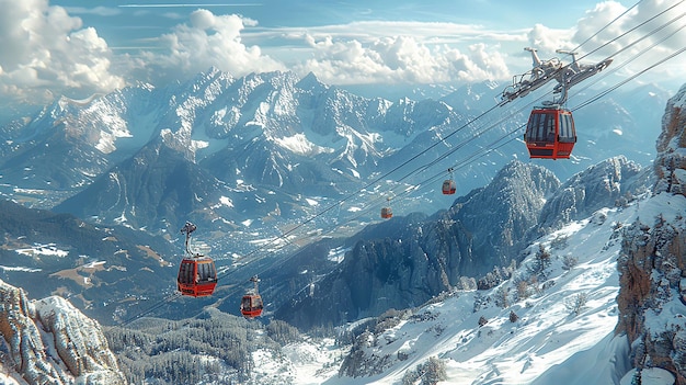 Photo un ascenseur de ski avec une montagne en arrière-plan