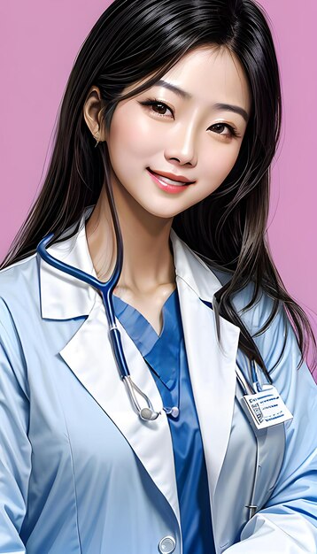 Asiatique belle étudiante en médecine femme médecin sourire visage