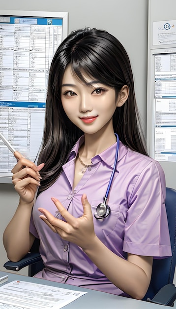 Asiatique belle étudiante en médecine femme médecin sourire visage