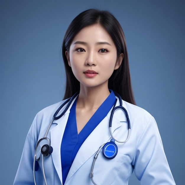 Asiatique Belles Femmes Médecin Portent Un Uniforme De Médecin De Couleur Bleue