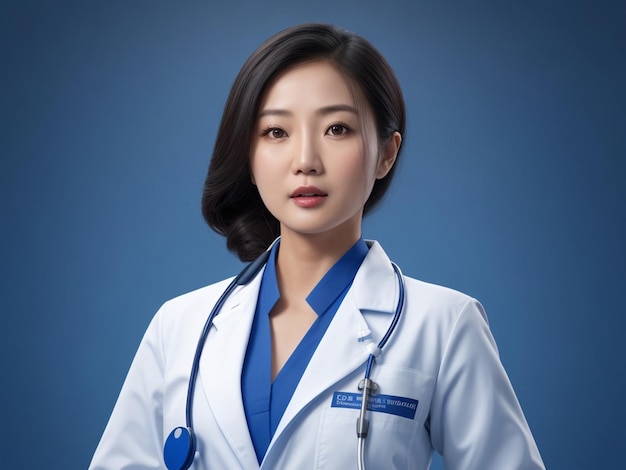Asiatique Belles Femmes Médecin Portent Un Uniforme De Médecin De Couleur Bleue