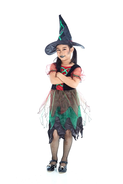 Asiatique petite fille en costume d'Halloween