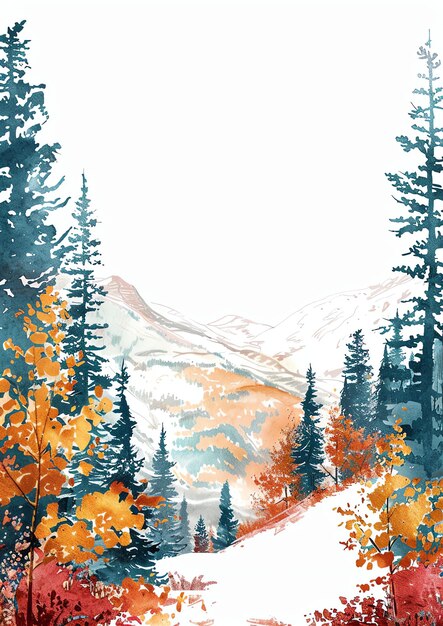 Aspen Colorado États-Unis modèle d'invitation de mariage à l'aquarelle paysage