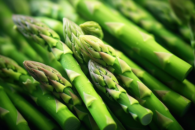 Asperges vertes fraîches en gros plan Arrière-plan de la nourriture saine