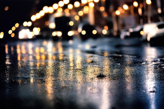 Asphalte après la pluie nuit ville