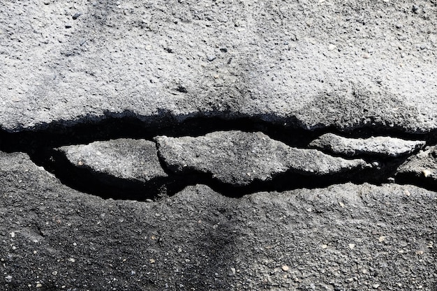 asphalte dans la texture des fissures / arrière-plan abstrait fissures sur la route asphaltée
