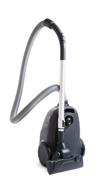 Aspirateur bleu isolé sur fond blanc