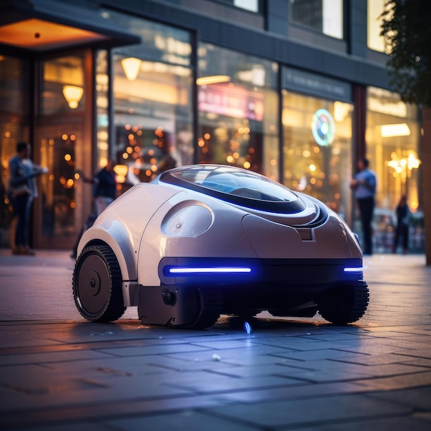 Aspirateur robot urbain du futur dans la rue