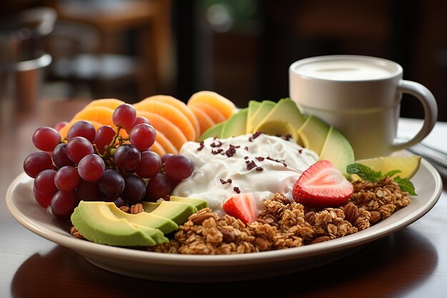 Une assiette avec un assortiment coloré de délices culinaires