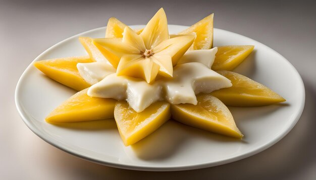 une assiette de bananes avec une étoile en forme d'étoile en forme de étoile sur le dessus